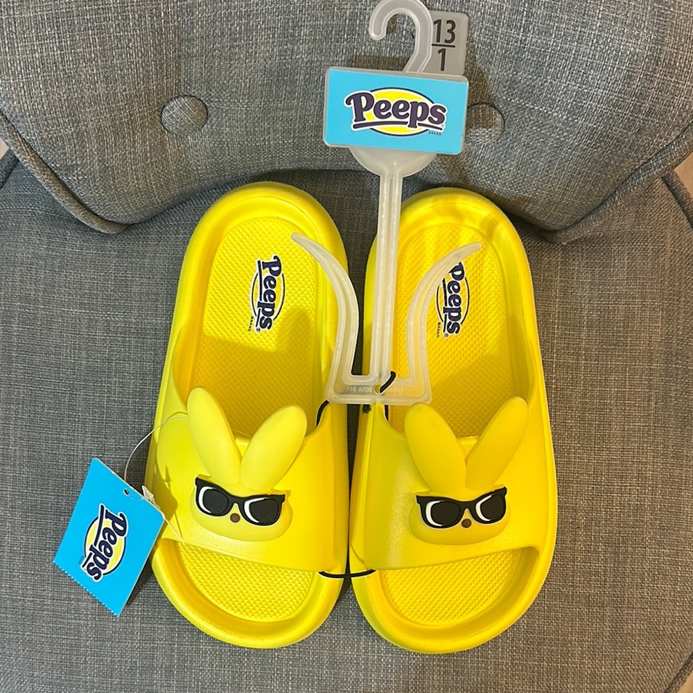 Peeps Kids Yellow Slide Sandals